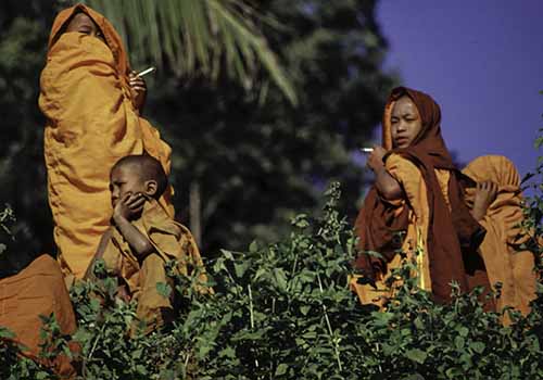 Smoking Monks in Training, Myanmar (Burma)